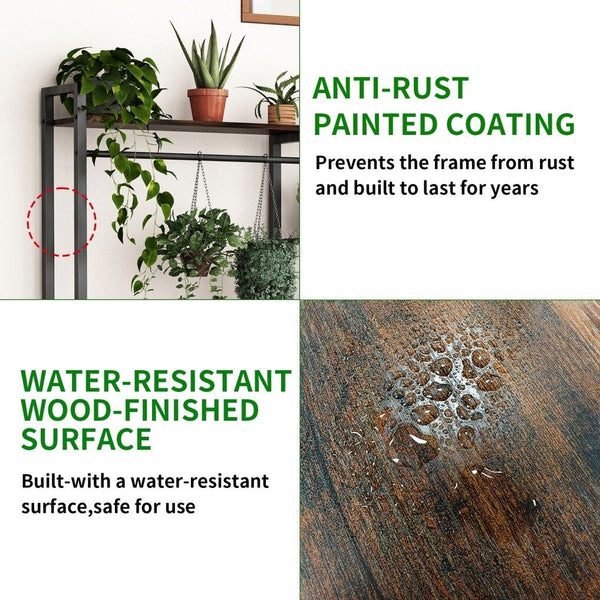 Plant Stand Shelf Rack With Hanging Rod Indoor Outdoor Display Plant Stands