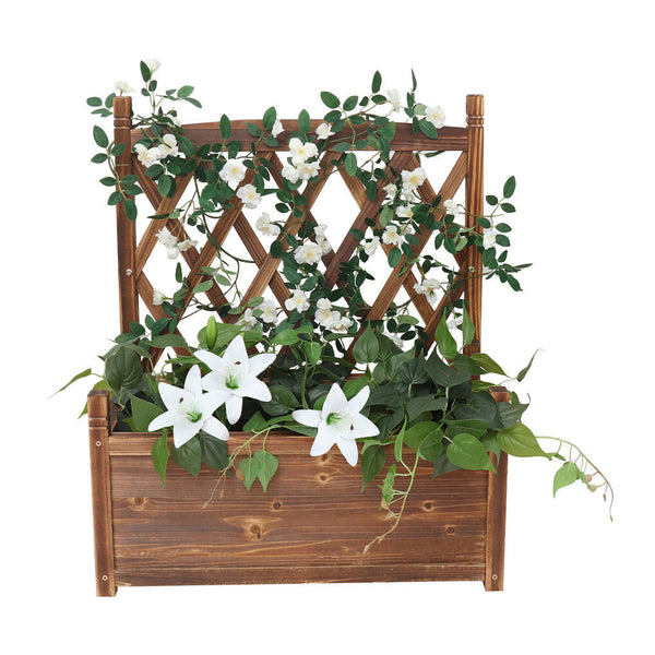 Elevated Small Wooden Planter Box 64X37x76cm With Trellis Planters & Vases
