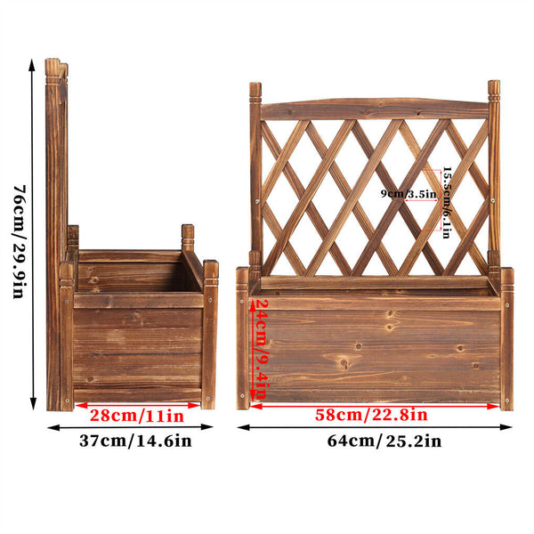 Elevated Small Wooden Planter Box 64X37x76cm With Trellis Planters & Vases
