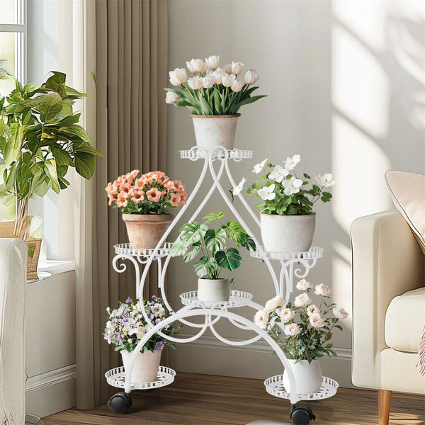 Movable Metal Plant Stand Garden Cart Indoor/Outdoor Decor Plant Stands
