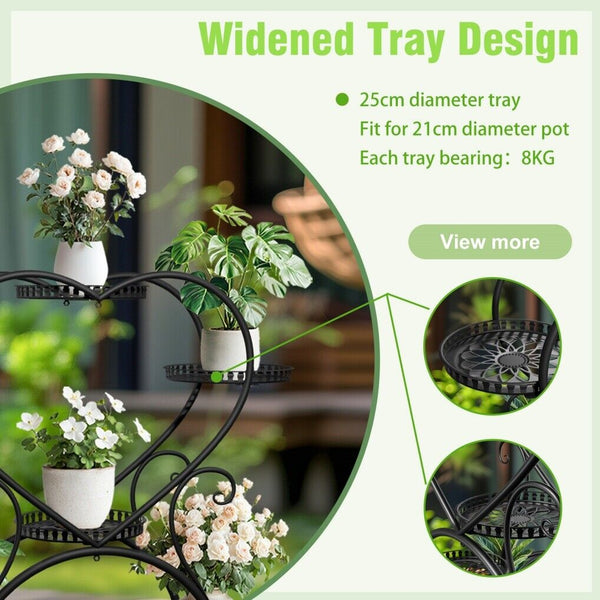 Rolling Metal Plant Stand Indoor Outdoor Garden Display Shelf Plant Stands