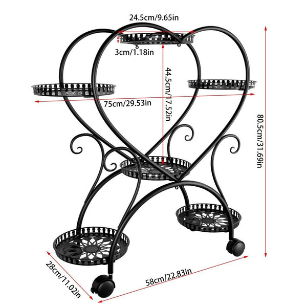 Rolling Metal Plant Stand Indoor Outdoor Garden Display Shelf Plant Stands