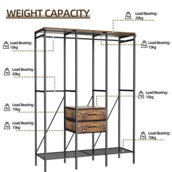 Xxl Heavy Duty Wardrobe Closet With Shelf Drawer And Rack Wardrobes
