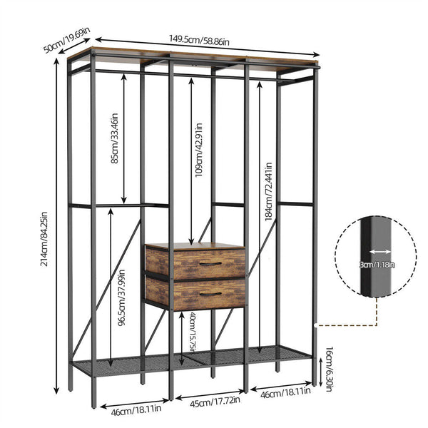 Xxl Heavy Duty Wardrobe Closet With Shelf Drawer And Rack Wardrobes