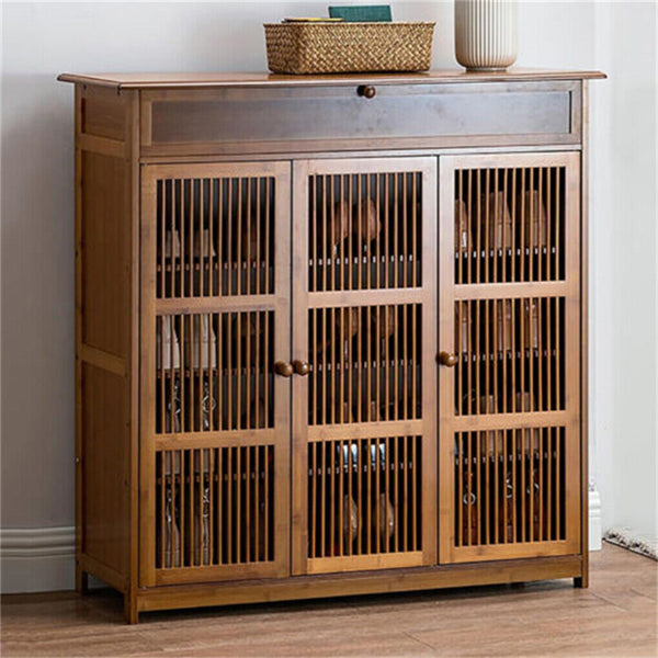 Shoe Rack Xl 4 Tier 3 Doors Drawers Shelves Cabinet Organizer Shoe Racks