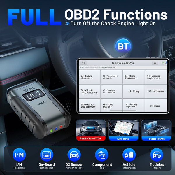 A30m Bluetooth Diagnostic Scanner Global Version Black Code Readers & Scanners