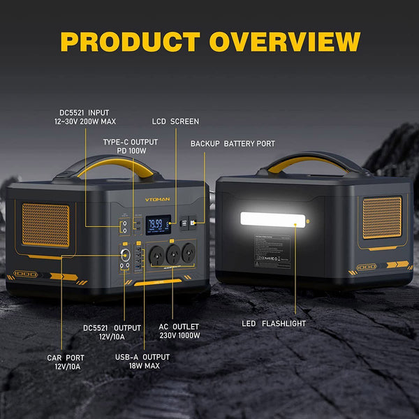 1000W 1408Wh Solar Generator 10A Black Portable Power Station Camping Heating & Generators
