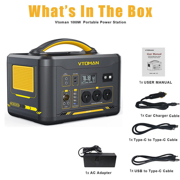 1000W 1408Wh Solar Generator 10A Black Portable Power Station Camping Heating & Generators