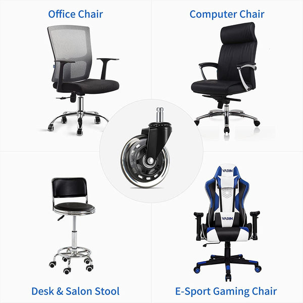 3 Swivel Rollerblade Chair Wheels 7/16 Stem All Floors 5 Pack Castor Wheels