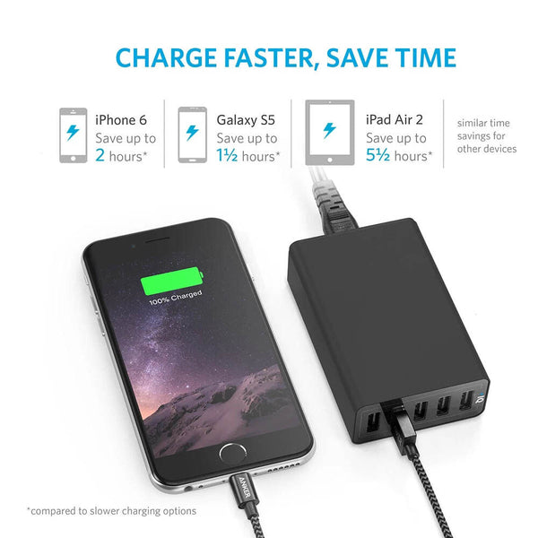 40W 5 Port Usb Wall Charger Fast Ac Adapter Multi Travel Chargers & Cradles