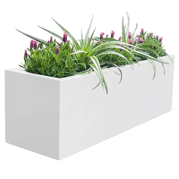 Metal Designer Planter Box 900 X 300 300Mm Vibrant White Planters & Vases