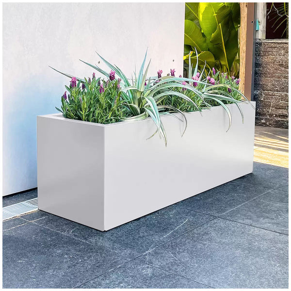 Metal Designer Planter Box 900 X 300 300Mm Vibrant White Planters & Vases