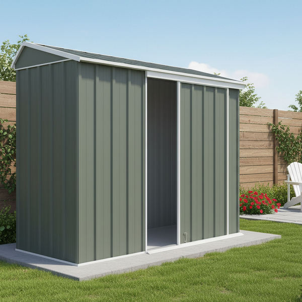 Narrow Slider Garden Shed 2.25 X 0.78M Mist Green Storage Sheds Summerhouses Carports