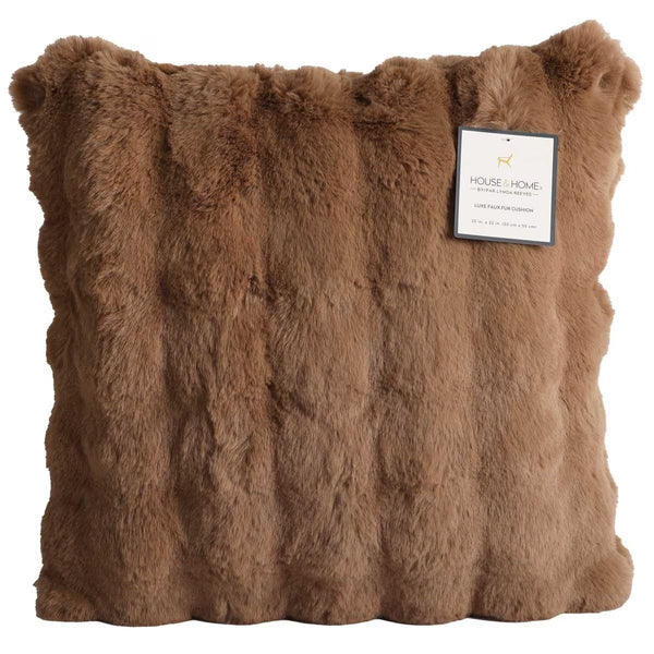 Luxe Faux Fur Cushion 55 X 55Cm Light Brown Cushions & Decorative Pillows