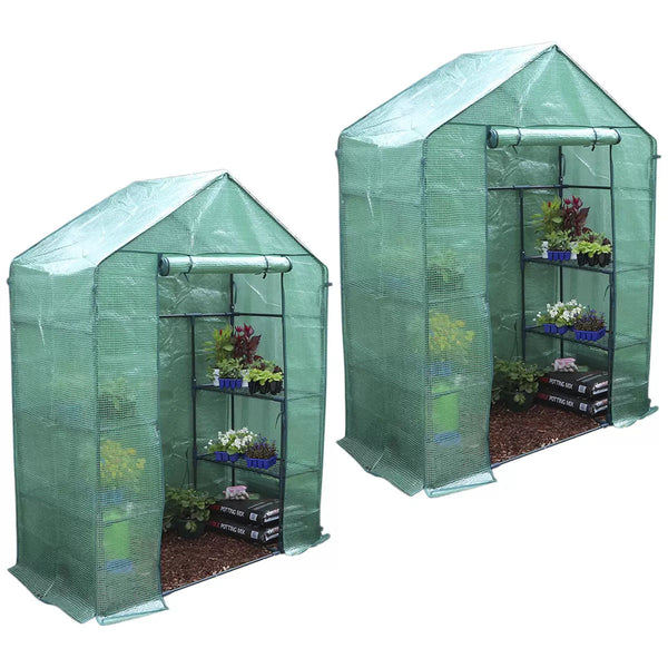 Walk In Greenhouse 2 Tier Twin Pack 195 X 143 73 Cm Greenhouses