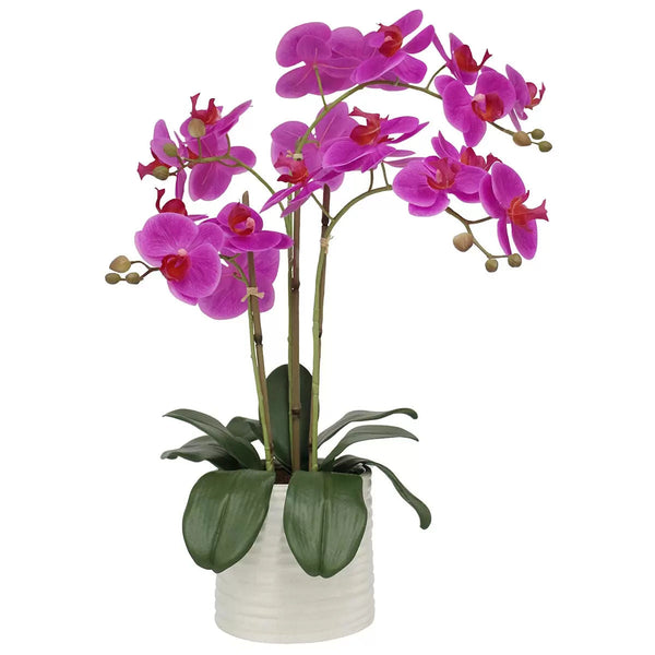 Artificial Orchid With Ribbed Pot 67Cm Pink Artificial Plants