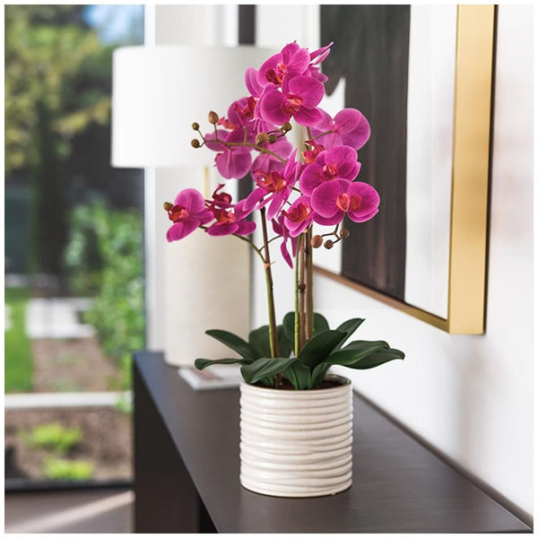 Artificial Orchid With Ribbed Pot 67Cm Pink Artificial Plants
