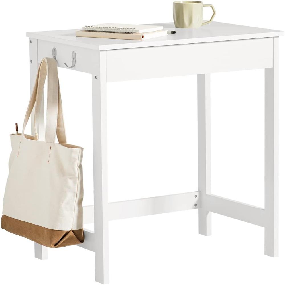 Vikus Small White Desk With Drawer Hooks Home Office Desks