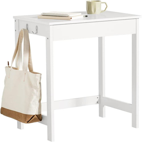 Vikus Small White Desk With Drawer Hooks Home Office Desks
