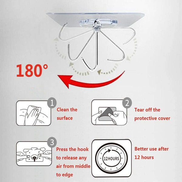 24 Pack Heavy Duty Adhesive Hooks For Kitchen & Home Organization Hooks & Hangers