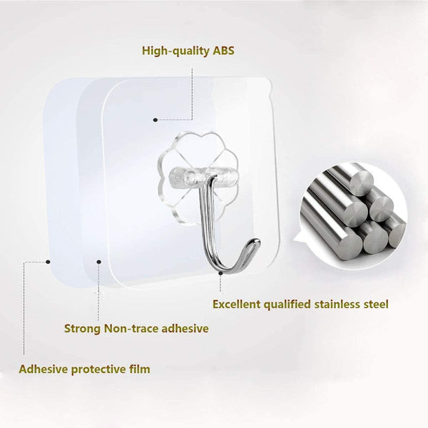 24 Pack Heavy Duty Adhesive Hooks For Kitchen & Home Organization Hooks & Hangers