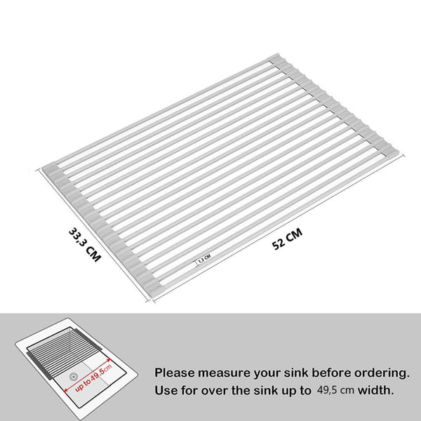Over The Sink Multipurpose Roll Up Dish Drying Rack (52 X 33 Cm) Racks & Holders