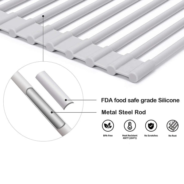 Over The Sink Multipurpose Roll Up Dish Drying Rack (52 X 33 Cm) Racks & Holders