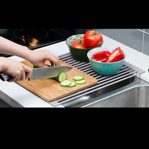 Over The Sink Multipurpose Roll Up Dish Drying Rack (52 X 33 Cm) Racks & Holders