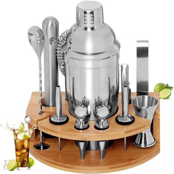 tail Shaker Set Bartender Kit With Bamboo Frame And 12 Pieces Stainless Steel Tool tail Shakers & Sets