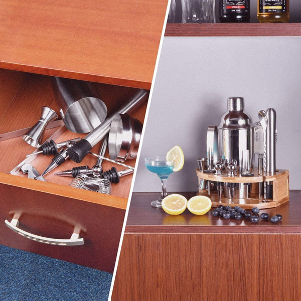 tail Shaker Set Bartender Kit With Bamboo Frame And 12 Pieces Stainless Steel Tool tail Shakers & Sets