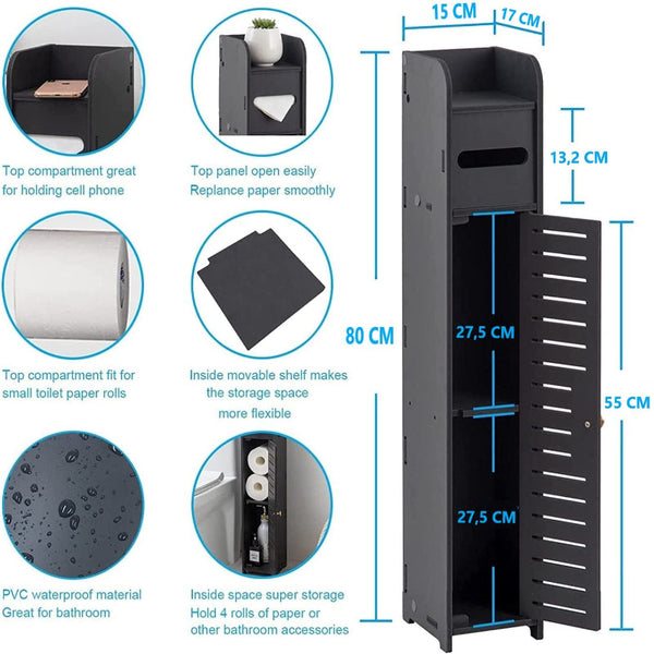 Toilet Paper Roll Holder For Bathroom (Black 80 Cm) Toilet Paper Holders & Storage