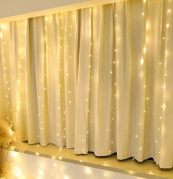 300 Leds Curtain Fairy Lights 8 Modes And Remote Control For Bedroom (Warm White X 300Cm) String Lights