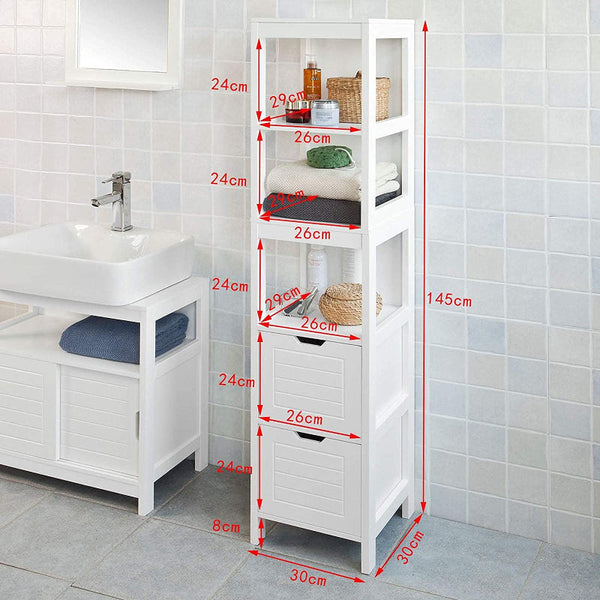 Freestanding Tall Cabinet With Standing Shelves And Drawers Cabinets & Cupboards