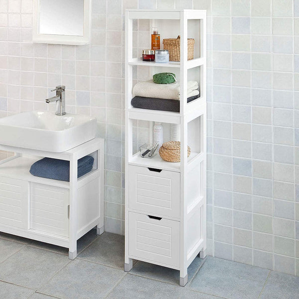 Freestanding Tall Cabinet With Standing Shelves And Drawers Cabinets & Cupboards