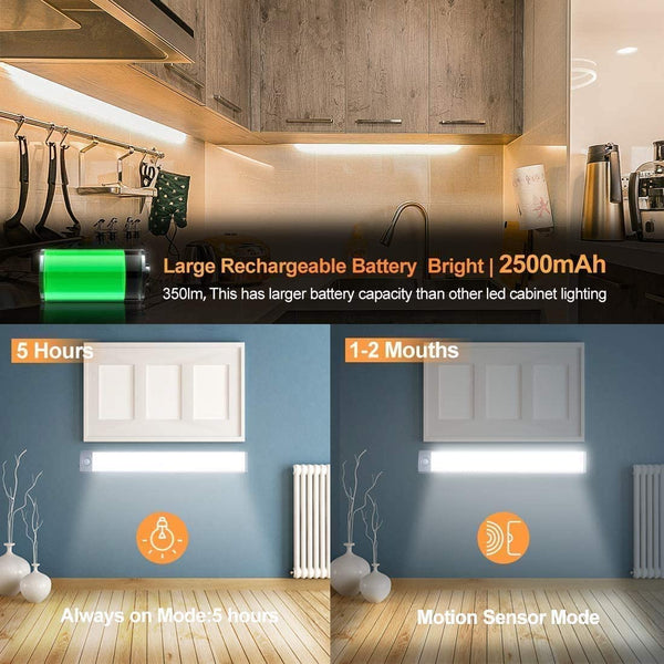 54 Led Rechargeable Under Cabinet Night Lighting For Kitchen And Bedroom Silver White Night Lights