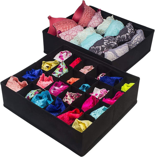 4 Pack Foldable Drawer Dividers (Black) Storage Boxes