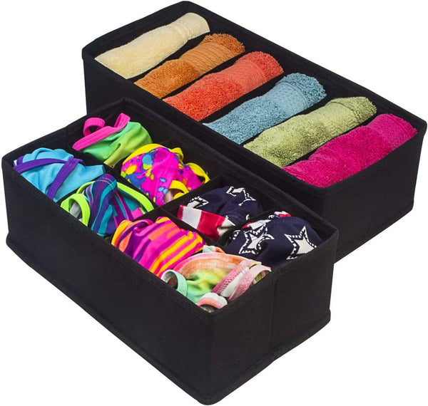 4 Pack Foldable Drawer Dividers (Black) Storage Boxes