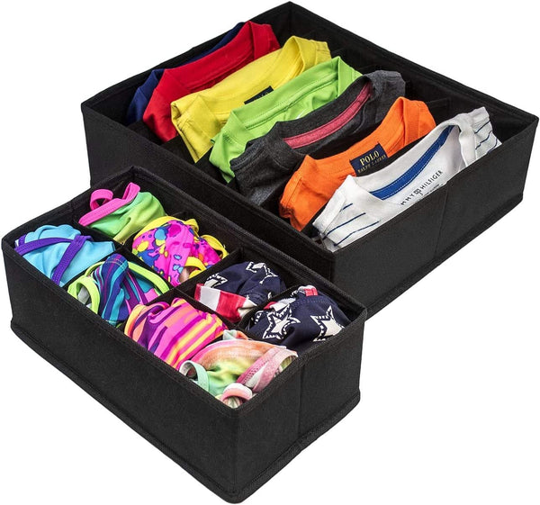 4 Pack Foldable Drawer Dividers (Black) Storage Boxes