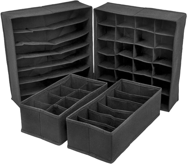 4 Pack Foldable Drawer Dividers (Black) Storage Boxes
