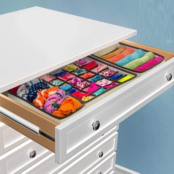 4 Pack Foldable Drawer Dividers (Black) Storage Boxes