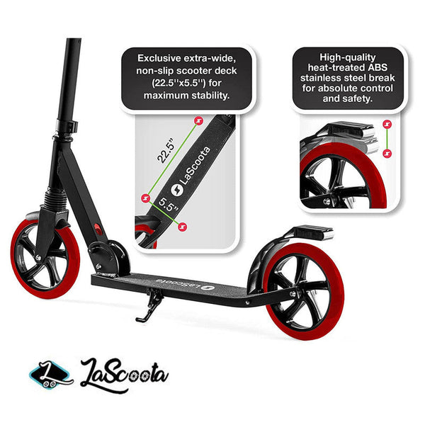Lascoota Pulse Kick Push Commuter Scooter Teen Adult Black Push Scooters