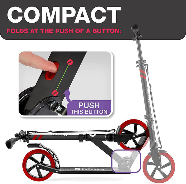 Lascoota Pulse Kick Push Commuter Scooter Teen Adult Black Push Scooters