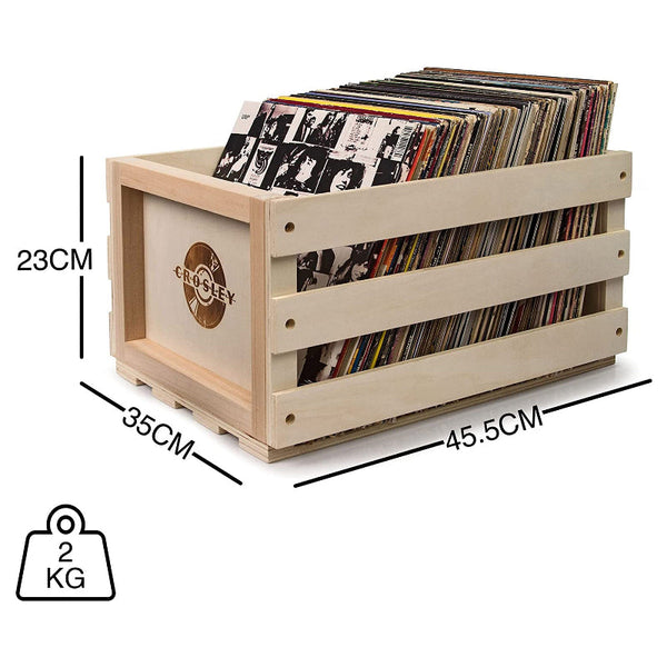 Crosley Vinyl Lp Record Storage Crate Natural Wood Holds Up To 75 Cd Players & Recorders