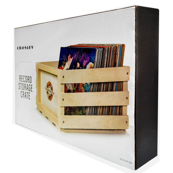 Crosley Vinyl Lp Record Storage Crate Natural Wood Holds Up To 75 Cd Players & Recorders