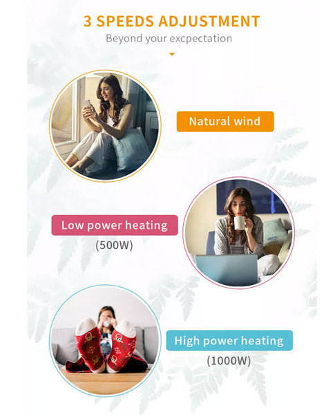 Kawa Smart Pink Edition Ptc Ceramic Heater Oscillating Home Office Desk Personal 1000W Heaters