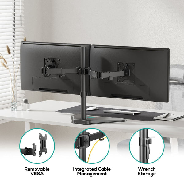 Activiva Dual Screen Articulating Monitor Arm With Free Standing Desktop Base Electronics Monitor Mounts & Stands