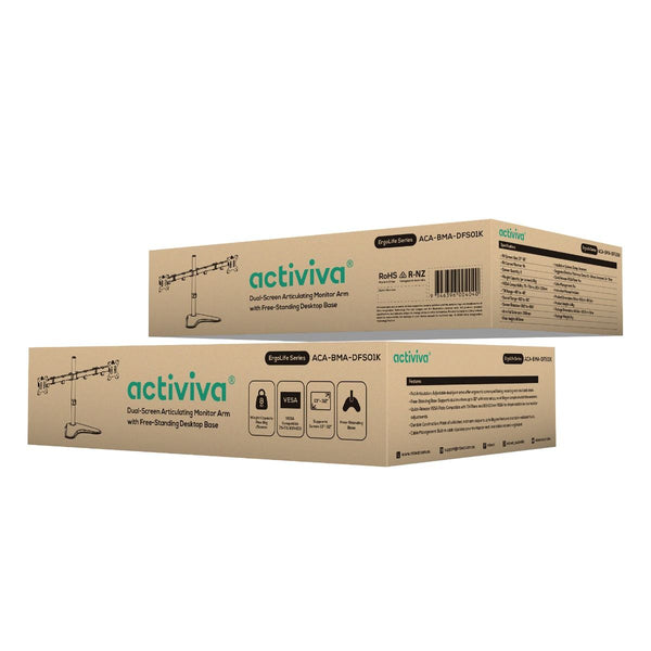 Activiva Dual Screen Articulating Monitor Arm With Free Standing Desktop Base Electronics Monitor Mounts & Stands