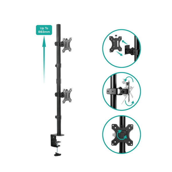 Activiva Dual Screen Vertical Monitor Arm For Computers And Monitors Monitor Mounts & Stands