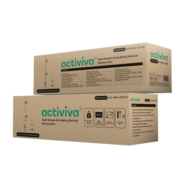 Activiva Dual Screen Vertical Monitor Arm For Computers And Monitors Monitor Mounts & Stands