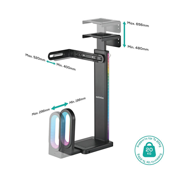 Activiva Rgb Ultra Wide Adjustable Wall & Under Desk Gaming Pc Mount Monitor Mounts & Stands
